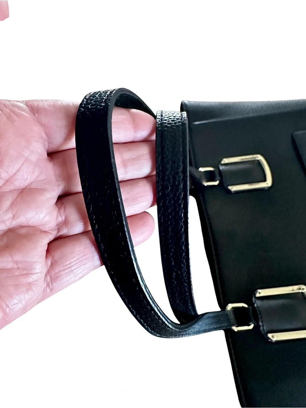Nine West Classic Black Tote Bag Silver Hardware Double Straps Like New